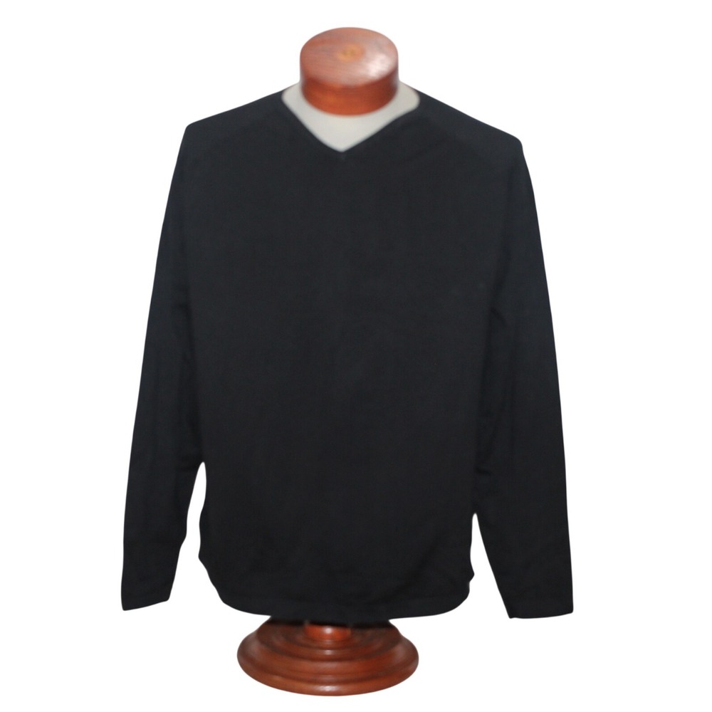 Tommy‎ Bahama Mens Black Silk Blend V Neck Long Sleeve Sweater Size M